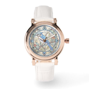 Montre Bleu Jay Vitrail Bluejay Bird