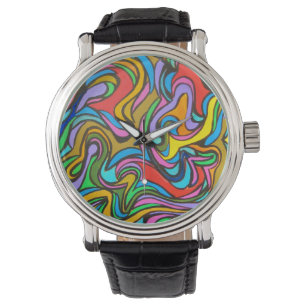 Montre Bleu Jour-Art Moderne Main Peint