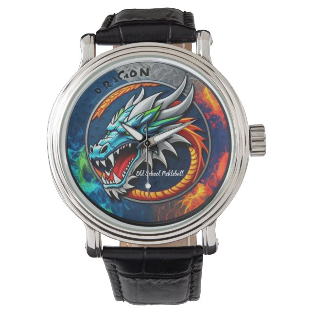Montre bleu Old School Pickleball Dragon (devant)