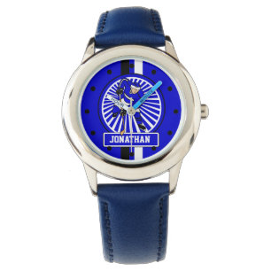 Montre Bleu personnalisé de joueur de hockey de glace