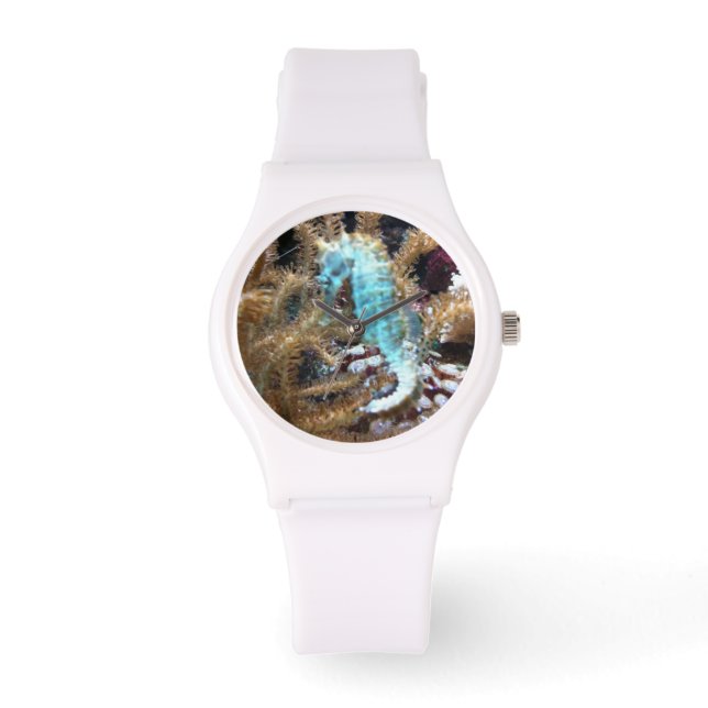Montre Bleu Seahorse White Silicone Watch (Recto)
