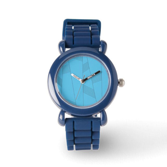 Montre Bleu, simple, élégant, abstrait motif (Recto)