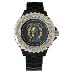 Montre Bleu spartiate de jaune de lauriers de masque de