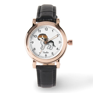Montre Bleu Ticked Beagle mignon Dessin et Nom personnali