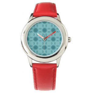 Montre bleu turquoise, cool, abstraction fleur tendance