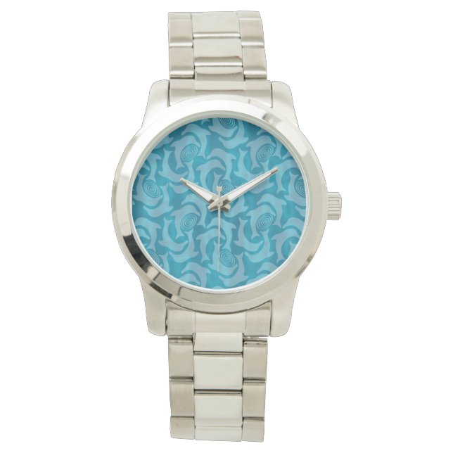 Montre bleu turquoise Dolphins et Ripples (devant)
