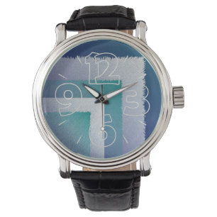 Montre bleu turquoise gris ex pastel