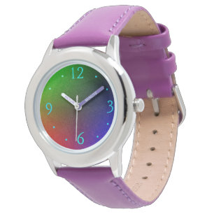 Montre bleue de No's>Girls de visage coloré simple