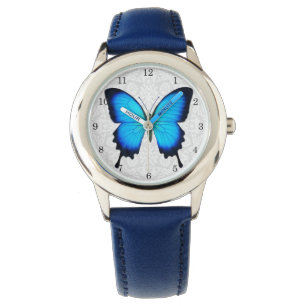 Montre bleue d'enfants de papillon d'Ulysse