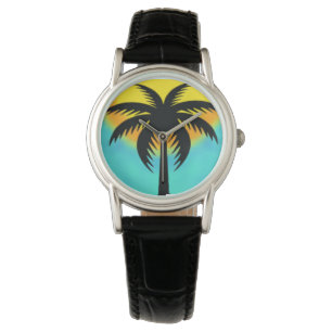 MONTRE BLEUE SUNSET PALMIER ARBRE WRIST
