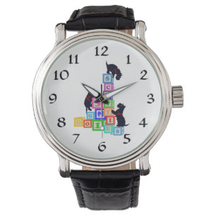 Montre Blocs alphabétiques de chiens Scottie