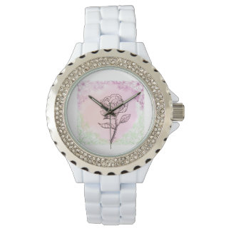 Montre Blooming Rose White Ceramic Fashion Wrist Watch