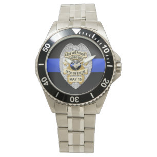 Montre Blue Line mince Badge