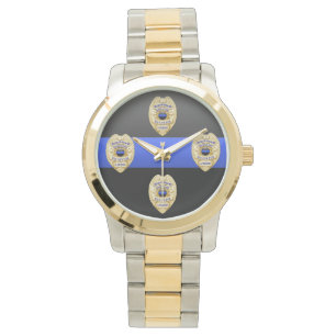 Montre Blue Line mince Badge