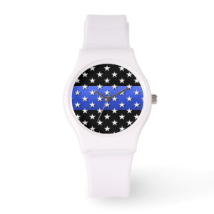 Montre Blue Line mince maintiennent l'ordre la bannière