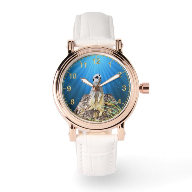 Montre Blue Meerkat Night Pop Out Art, (Recto)