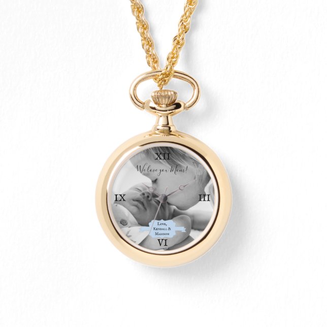 Montre Blue Minimalist Photo Fête des Mères Regarder en l (Recto)