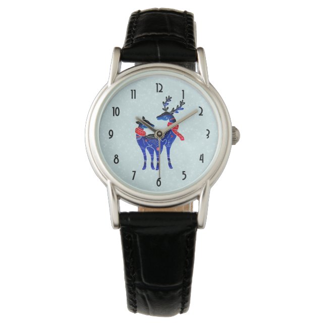 Montre Blue Nordic Christmas Reindeer Pair (devant)