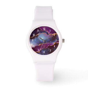 Montre Blue & Purple Space & Stars Agate moderne
