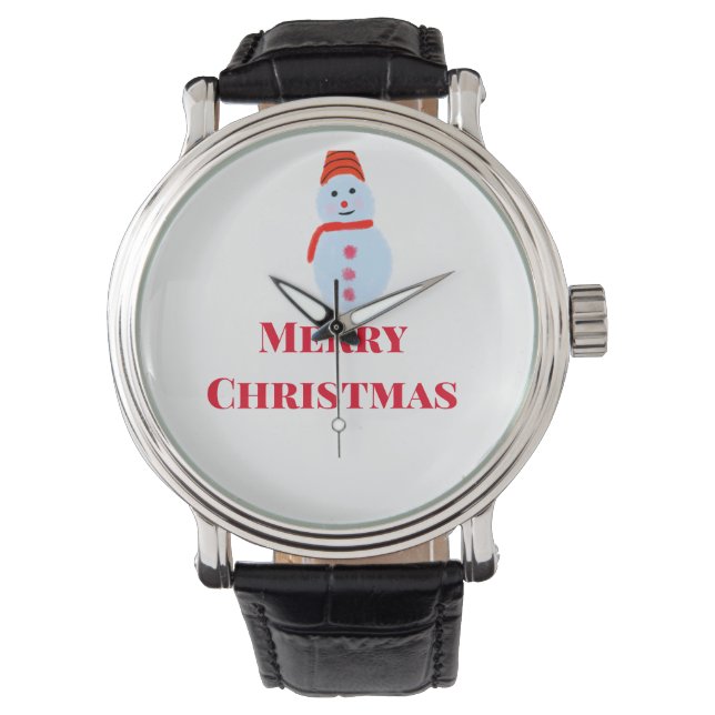 Montre Blue snowman Noël merveille Noël ajouter le nom (devant)