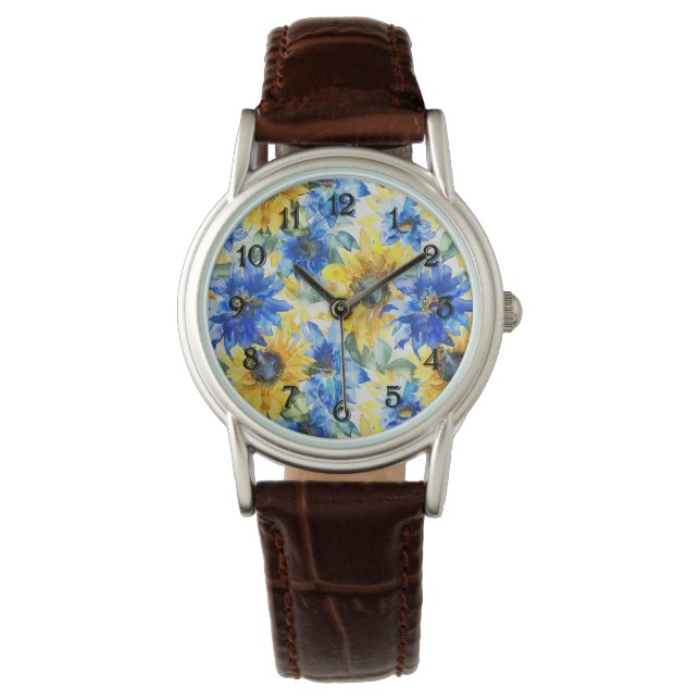 Montre Blue Yellow Sunflowers (devant)