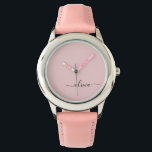 Montre Blush Dusty rose moderne Script Girl Monogramme No<br><div class="desc">Monogramme Monographie de Monogramme simple en rose roux. Cela rend le cadeau parfait pour 16 ans,  mariage,  douche nuptiale,  anniversaire,  baby shower ou bachelorette pour quelqu'un qui aime le luxe glam et les styles chic.</div>