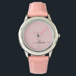 Montre Blush Dusty rose moderne Script Girl Monogramme No<br><div class="desc">Monogramme Monographie de Monogramme simple en rose roux. Cela rend le cadeau parfait pour 16 ans,  mariage,  douche nuptiale,  anniversaire,  baby shower ou bachelorette pour quelqu'un qui aime le luxe glam et les styles chic.</div>