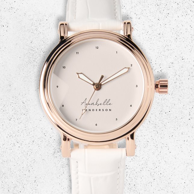 Montre Blush Rose Monogramme | Féminin Minimaliste Modern (Créateur téléchargé)