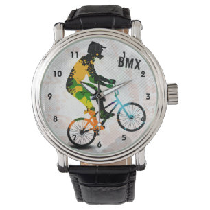 Montre BMX Rider in Abstract Paint Splatters SQ WITH TEXT