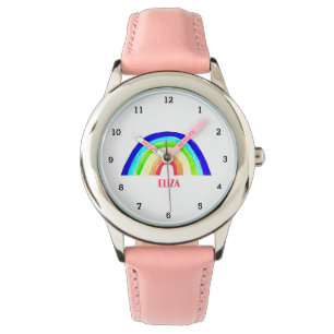 Montre Boho Arc-en-ciel Aquarelle mignonne Filles roses O