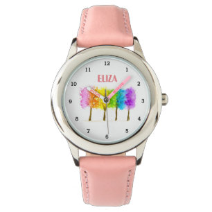 Montre Boho Arc-en-ciel Aquarelle mignonne Filles roses O