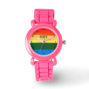 Montre Boho Arc-en-ciel Aquarelle mignonne Filles roses O