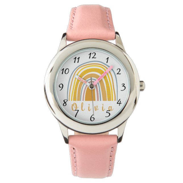 Montre Boho Rainbow avec nom personnalisé Whimsical (devant)