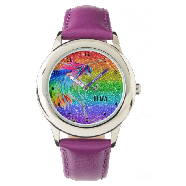 Montre Boho Rainbow Parties scintillant Cute Girls Unicor (devant)