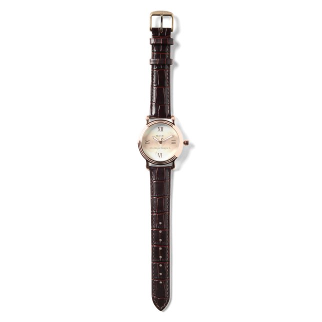 Montre Bois doré RN Rose or Brown cuir (Sangle)