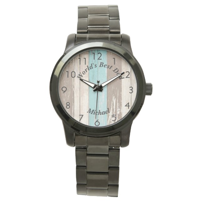 Montre Bois Driftwood Rustique Tricolor Personnalisé (devant)