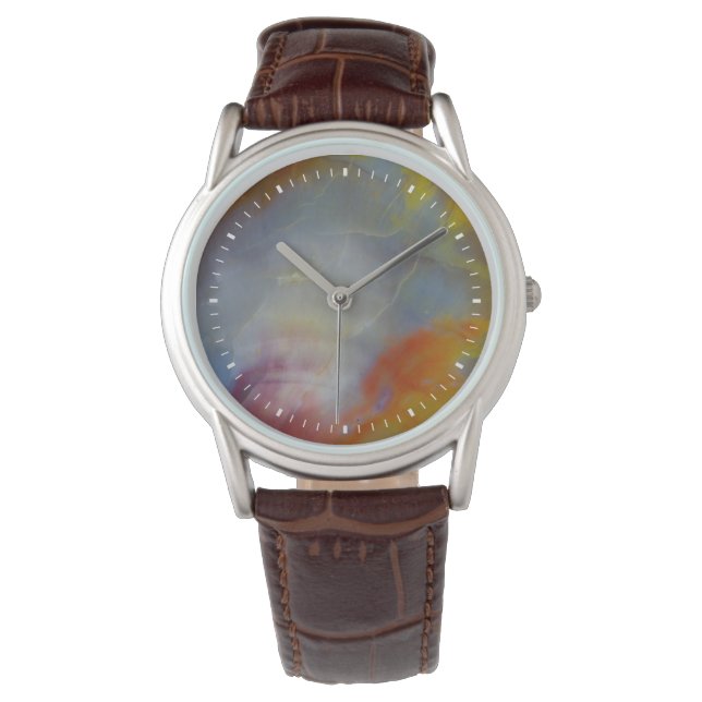 Montre Bois Pétrifié Abstrait en gros plan (devant)
