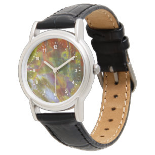 Montre Bois pétrifié arc-en-ciel
