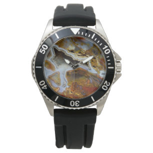 Montre Bois Pétrifié Avec Cristaux