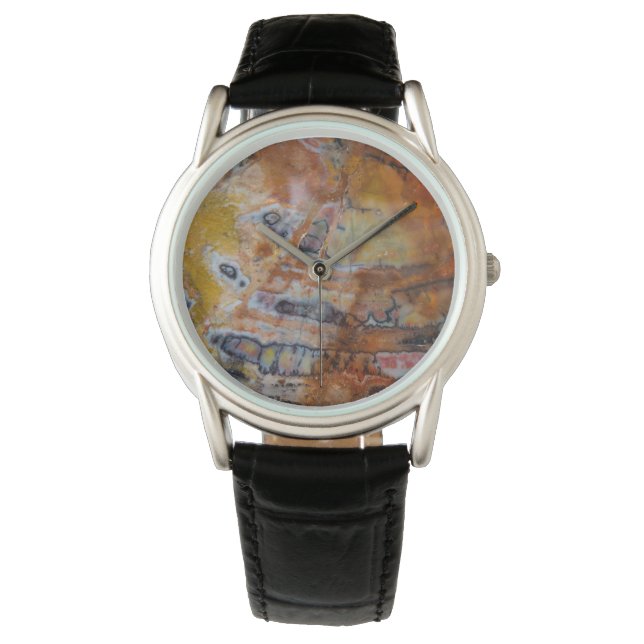 Montre Bois Pétrifié Brun (devant)