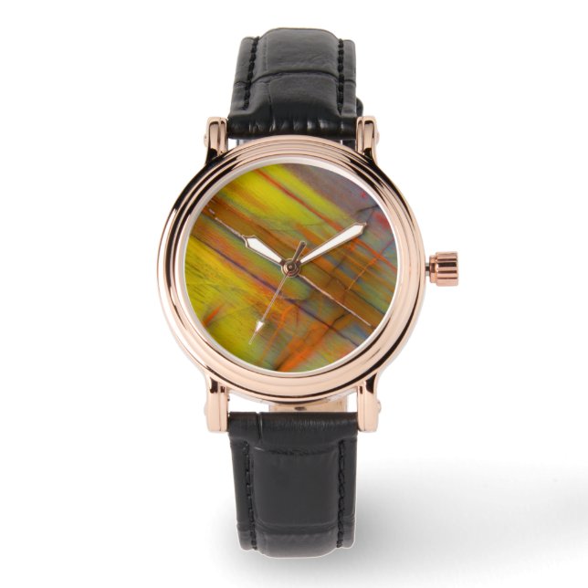 Montre Bois pétrifié jaune (Recto)