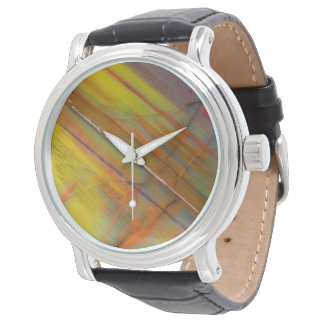 Montre Bois pétrifié jaune (Incliné)
