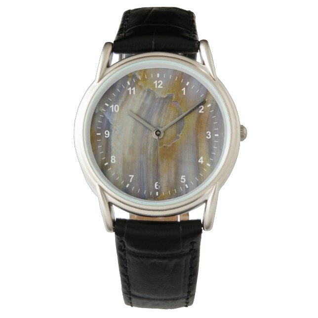 Montre Bois pétrifié ondulé (devant)