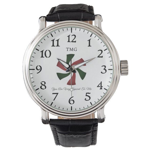 Montre Bonbons de menthe de Noël personnalisé (devant)