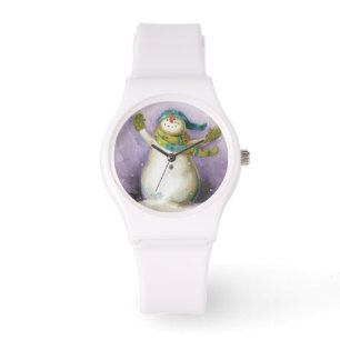 Montre Bonhomme de neige avec des mitaines d'hiver