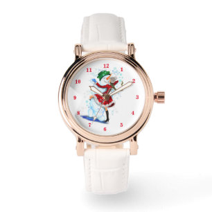 Montre Bonhomme de neige heureux et fille dansent tango s