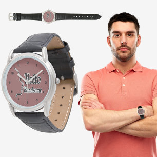Montre Bonjour belle typographie et contour du profil fac