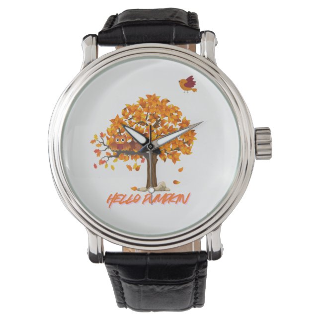 Montre "Bonjour Citrouille Fall - Cosy automne Far (devant)