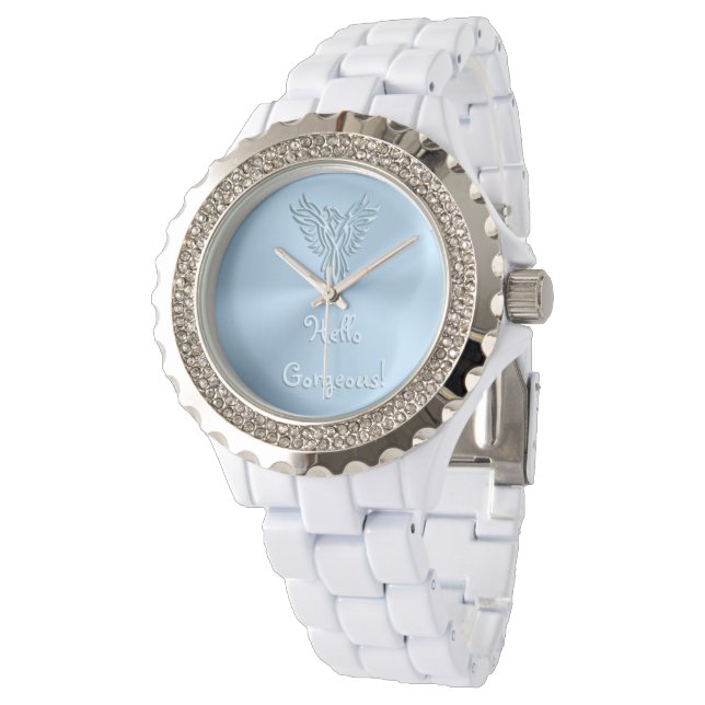 Montre Bonjour magnifique avec Ice Blue Phoenix Emblem Le (Incliné)