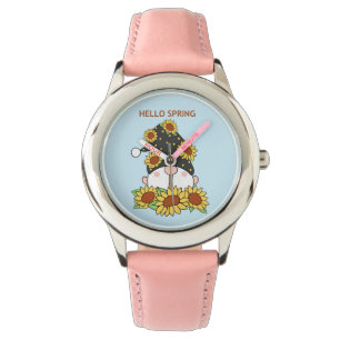 Montre Bonjour Printemps Sunflower Gnome personnage Carto